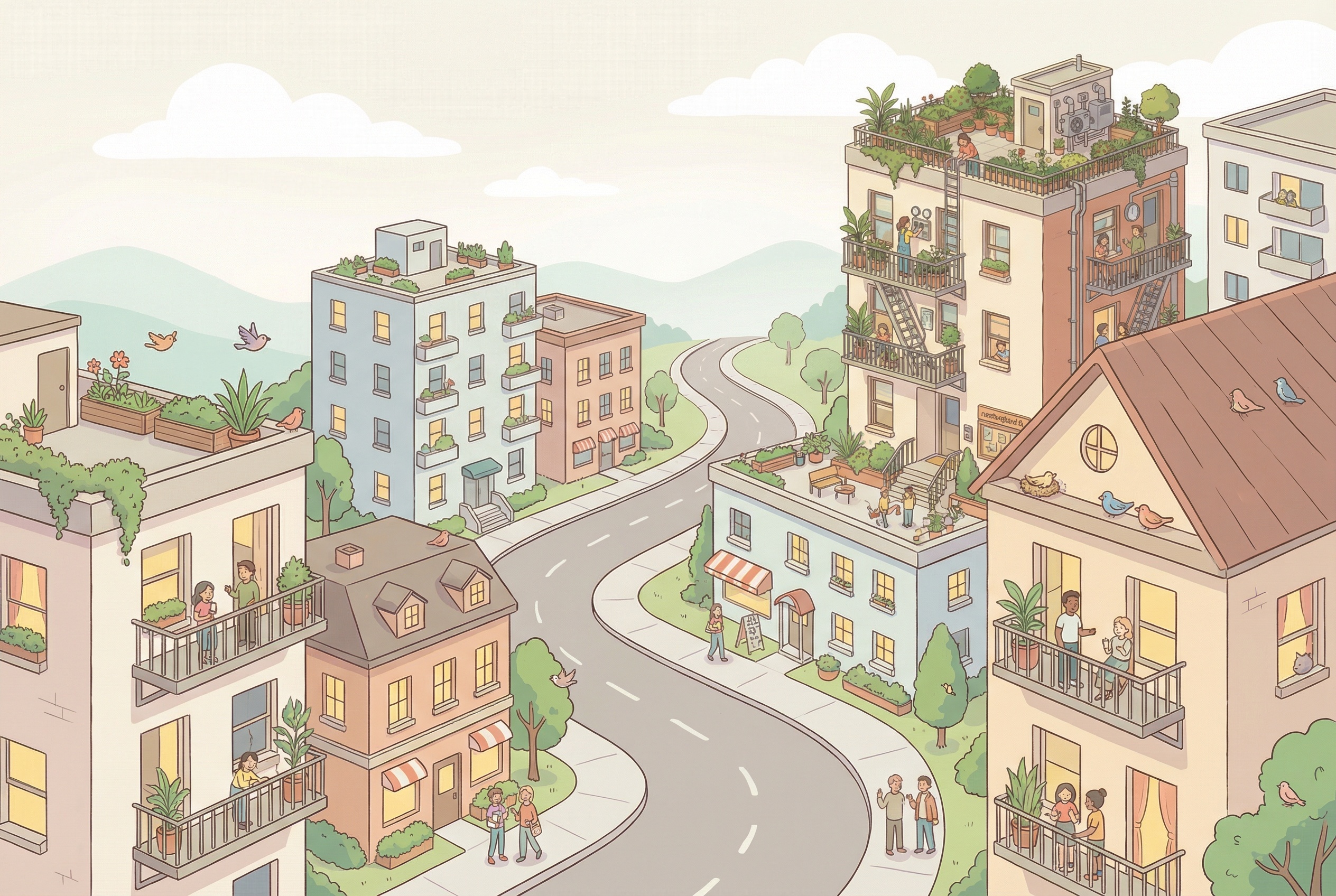 Aerial view of a residential community managed with Nestingbird