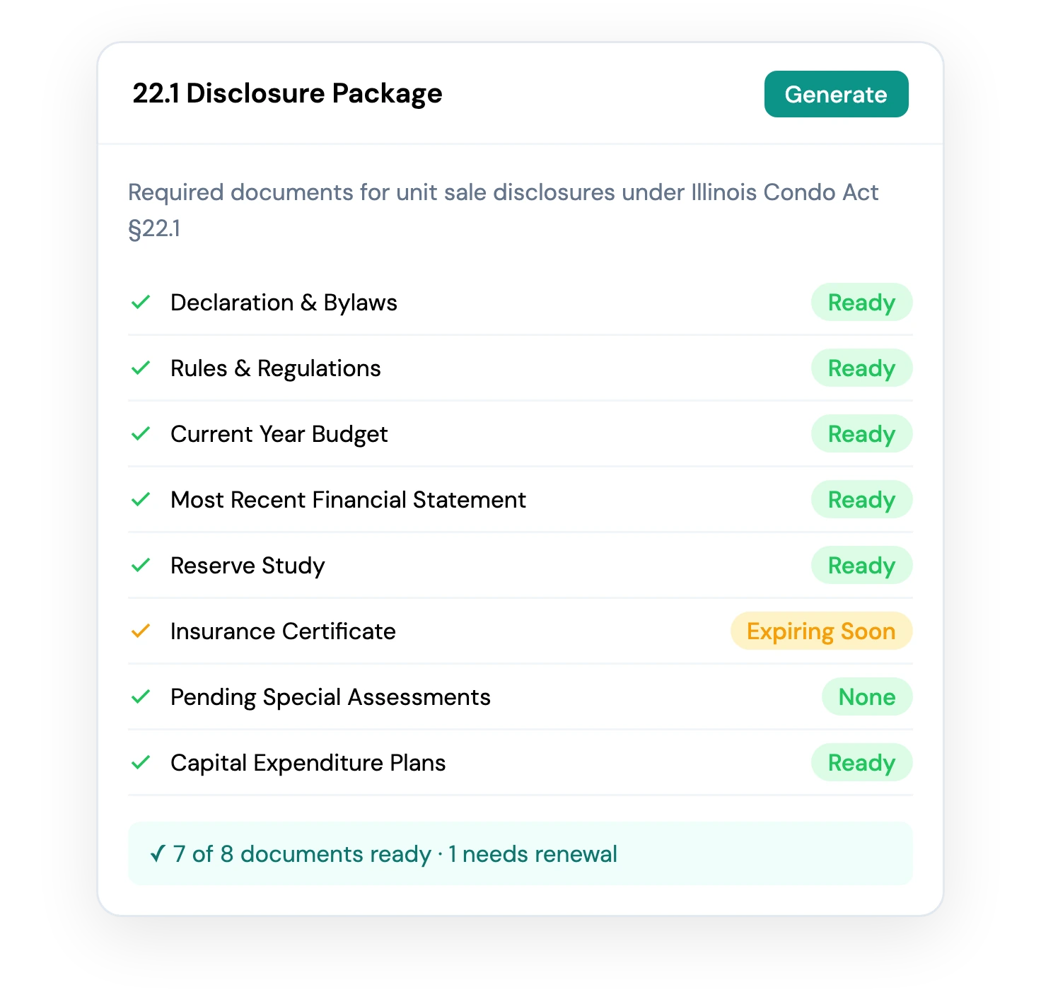 22.1 disclosure package generator