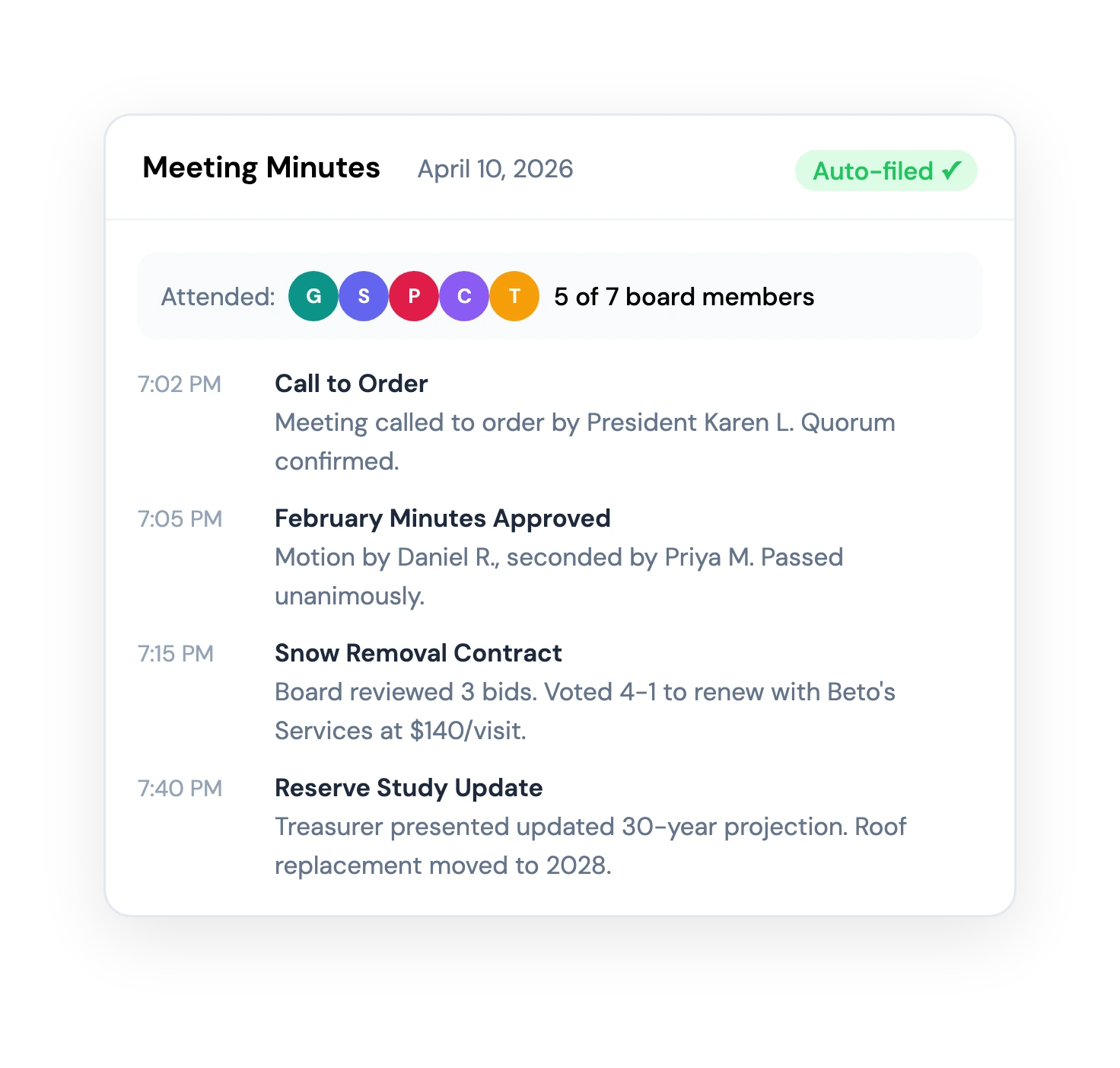 AI-generated meeting minutes