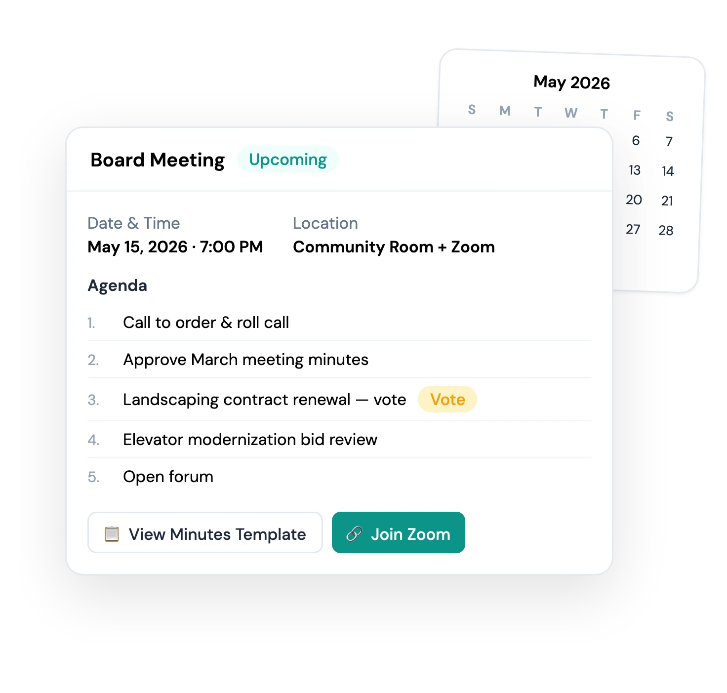 Meeting scheduler with agenda builder